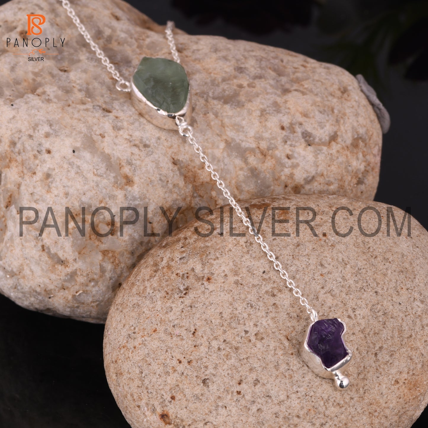 925 Silver Amethyst And Fluorite Set Necklaces