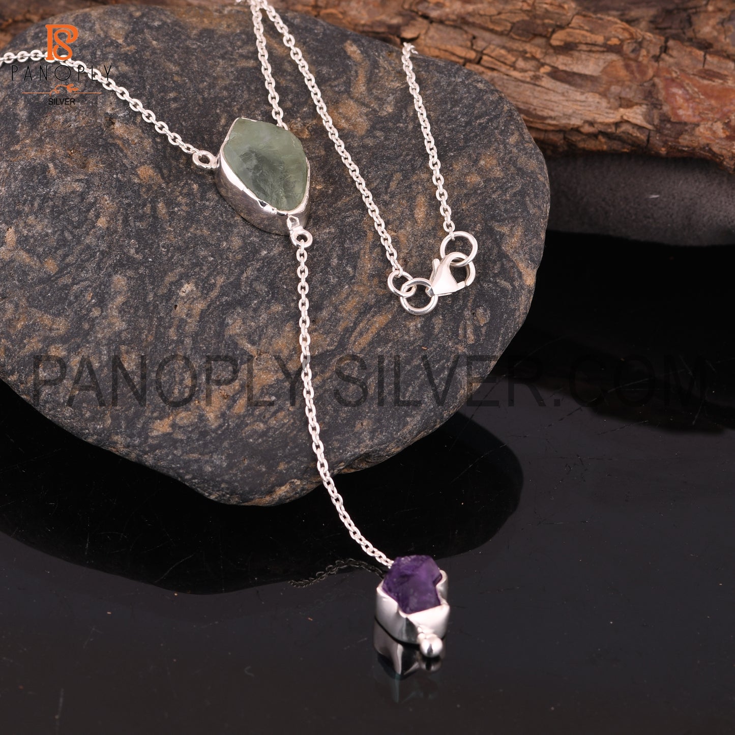 925 Silver Amethyst And Fluorite Set Necklaces