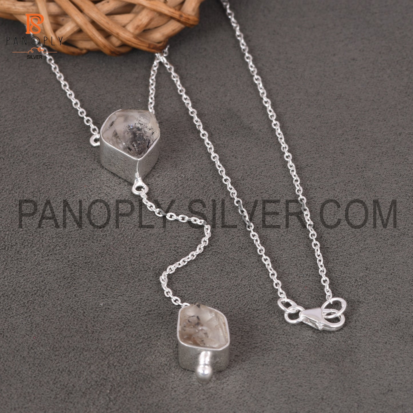 Herkimer Diamond Rough Unshaped 925 Silver Necklaces