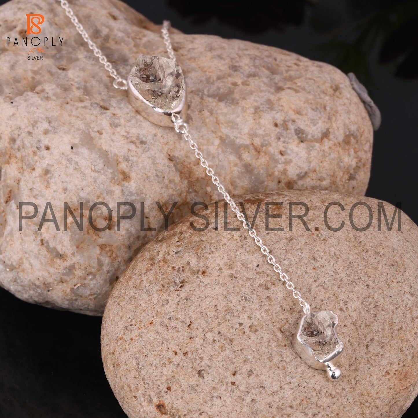 Herkimer Diamond Rough Unshaped 925 Silver Necklaces
