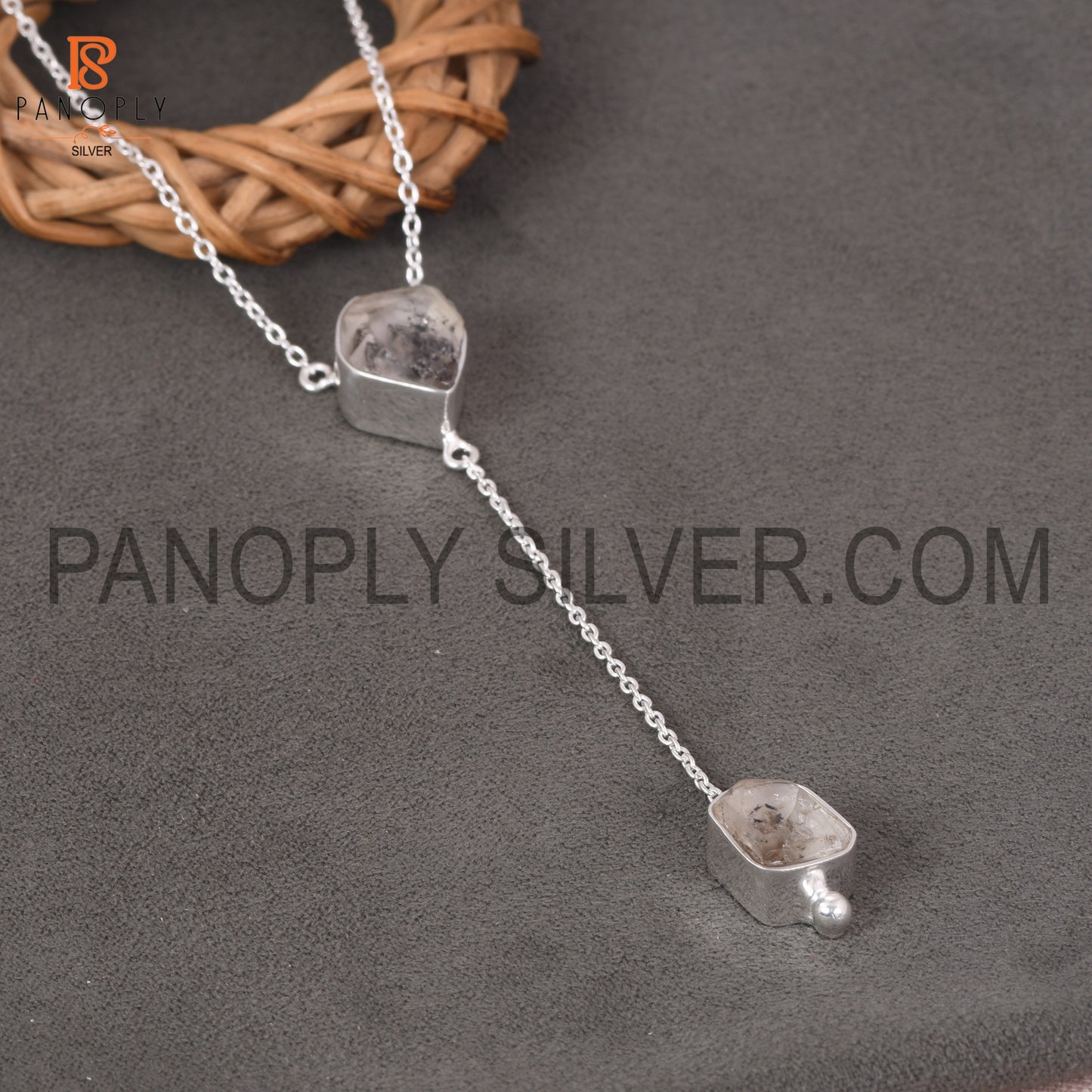 Herkimer Diamond Rough Unshaped 925 Silver Necklaces