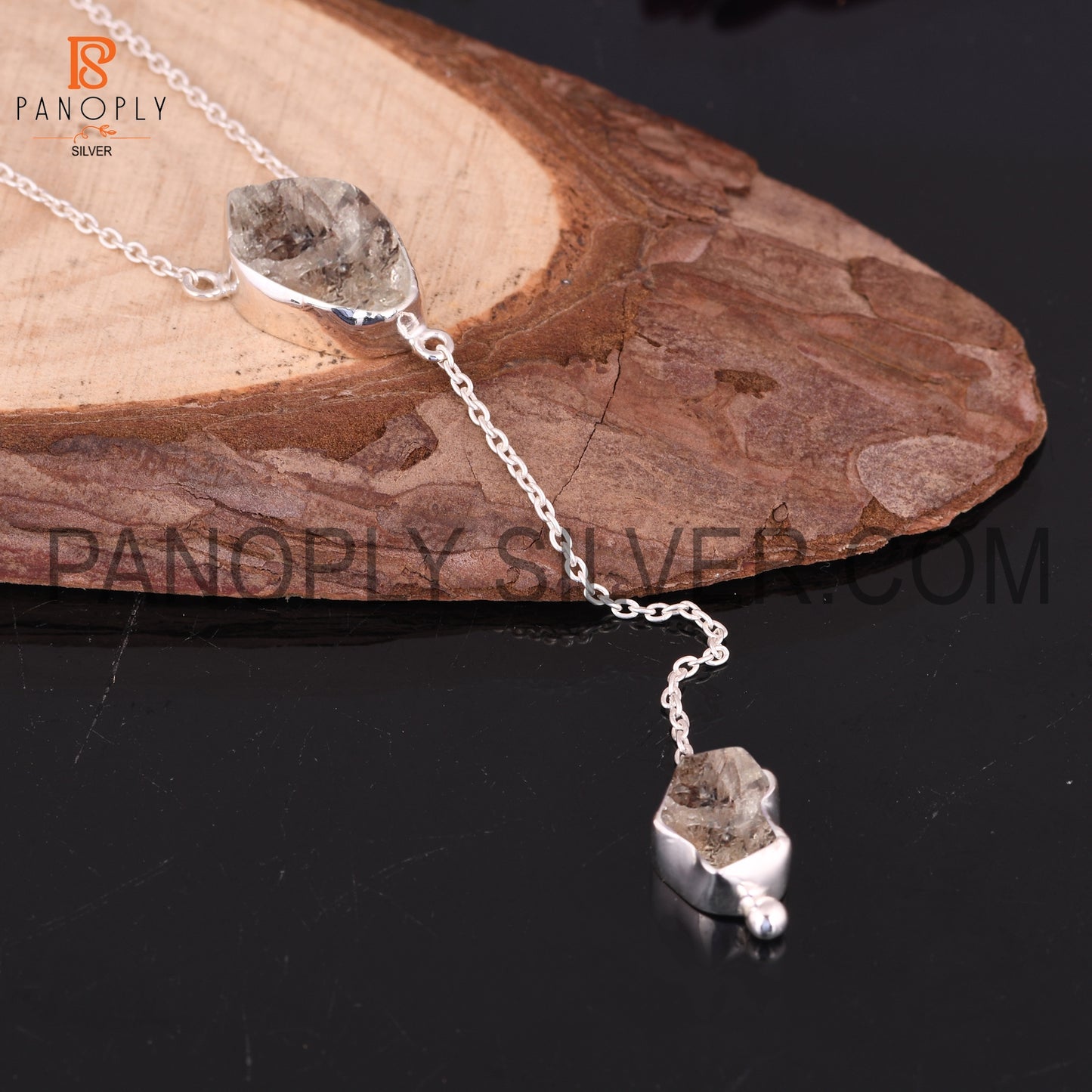 Herkimer Diamond Rough Unshaped 925 Silver Necklaces