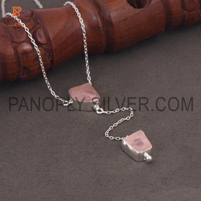 Rose Quartz Rough Silver 925 Pendants For Girls