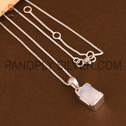 Rainbow Baguette Shape Adjustable Long Chain Pendant