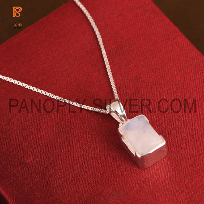 Rainbow Baguette Shape Adjustable Long Chain Pendant