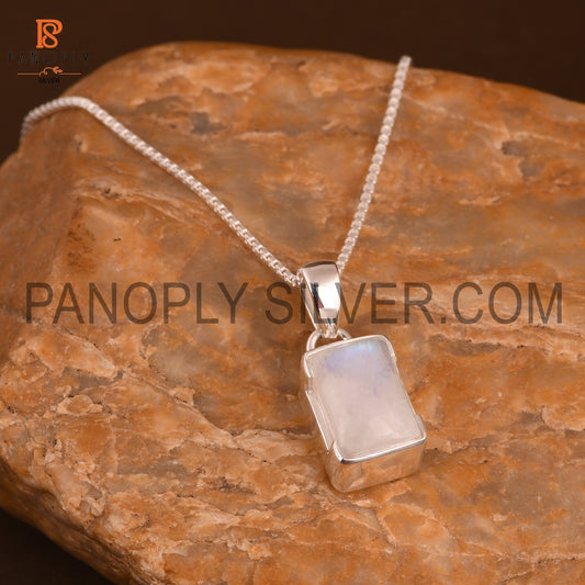 Rainbow Baguette Shape Adjustable Long Chain Pendant