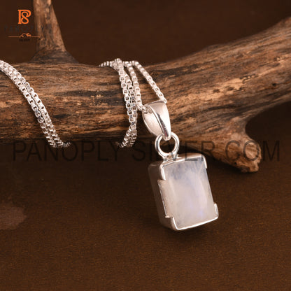 Rainbow Baguette Shape Adjustable Long Chain Pendant