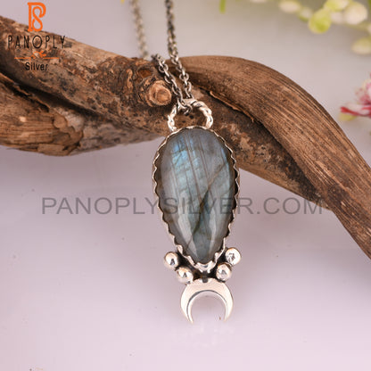 Labradorite Pear 925 Sterling Silver Pendant For Her