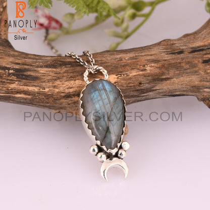 Labradorite Pear 925 Sterling Silver Pendant For Her