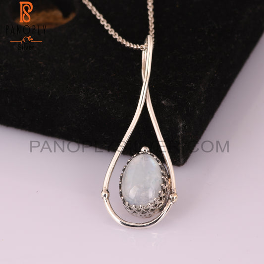 Rainbow Moonstone 925 Sterling Silver Lightweight Pendant