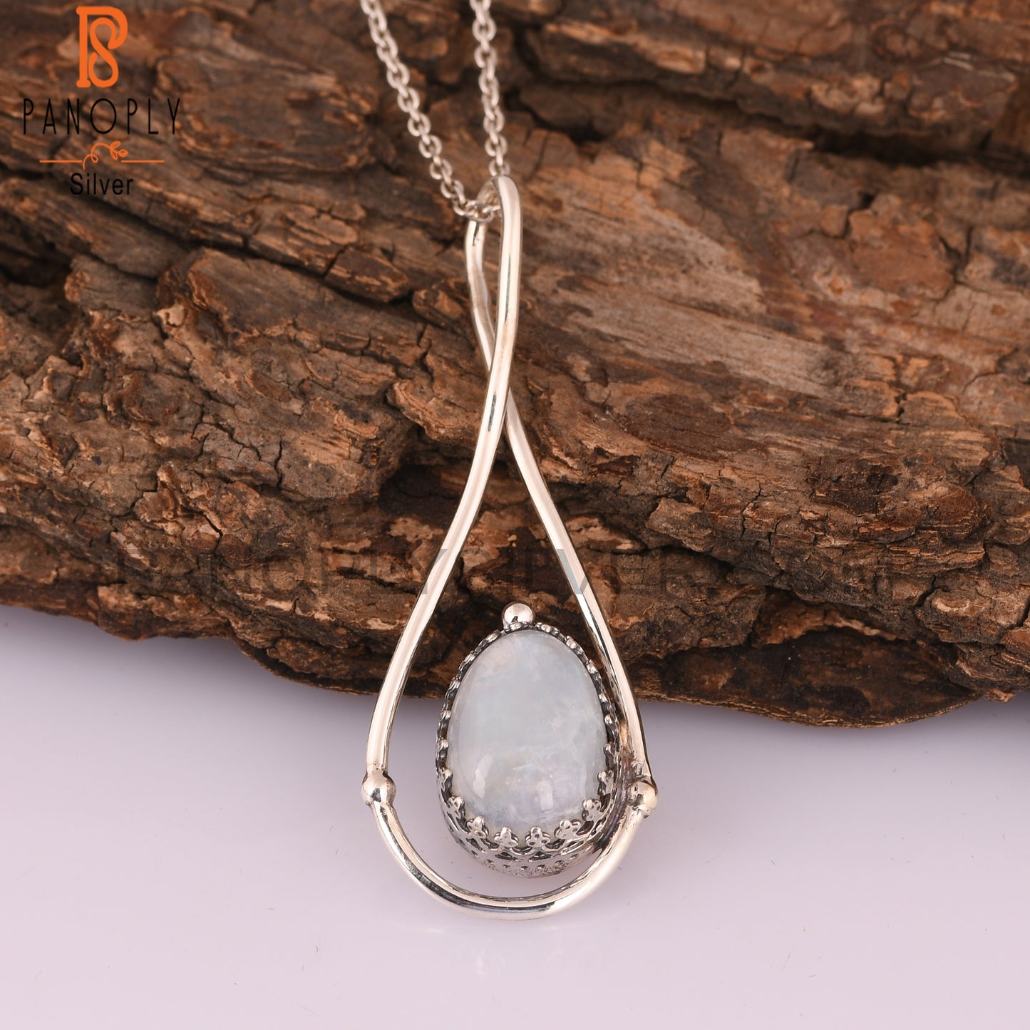 Rainbow Moonstone 925 Sterling Silver Lightweight Pendant
