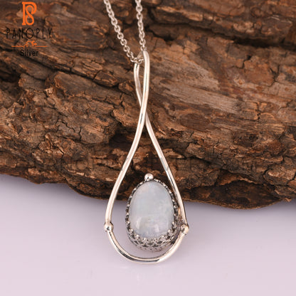 Rainbow Moonstone 925 Sterling Silver Lightweight Pendant