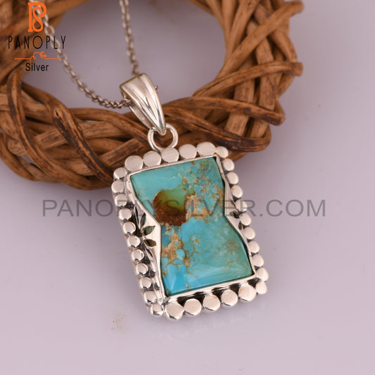 Kingman Turquoise Beguette 925 Silver Pendant