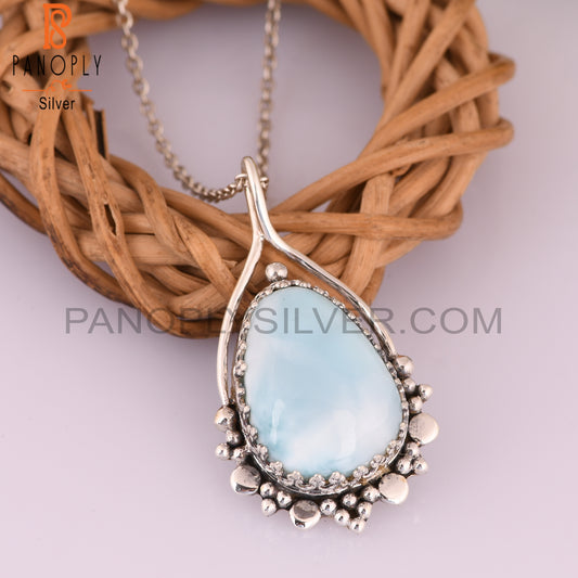 Larimar 925 Sterling Silver Pendant For Party
