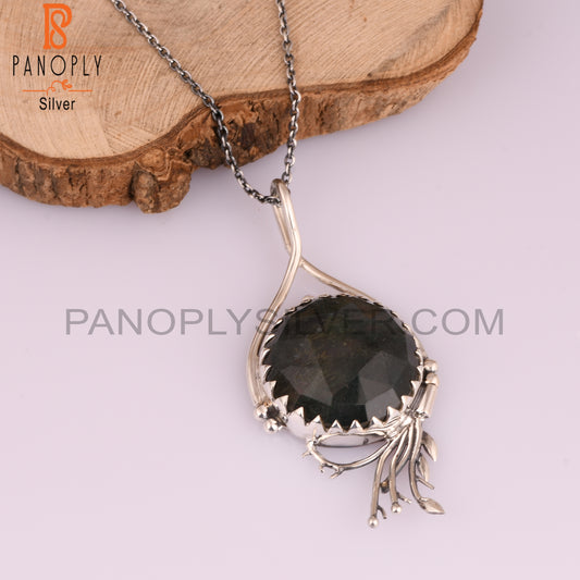 Moss Agate Round 925 Sterling Silver Pendant