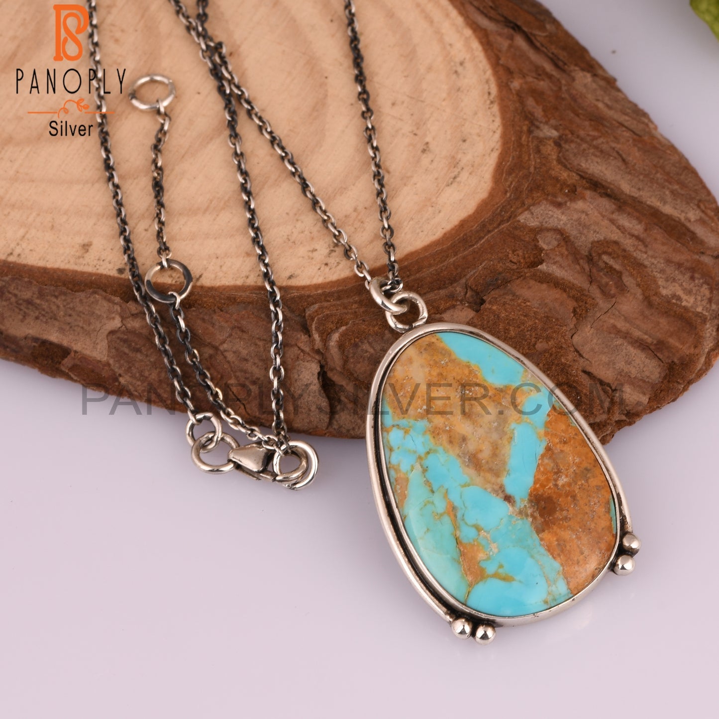Kingman Turquoise 925 Stamp Sterling Silver Pendant