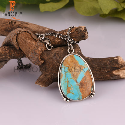 Kingman Turquoise 925 Stamp Sterling Silver Pendant
