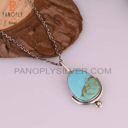 Kingman Turquoise Unshaped 925 Sterling Silver Pendant