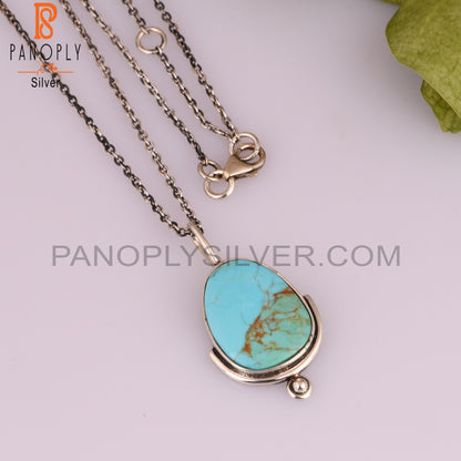Kingman Turquoise Unshaped 925 Sterling Silver Pendant