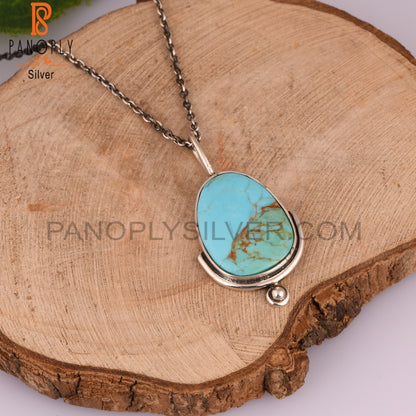 Kingman Turquoise Unshaped 925 Sterling Silver Pendant