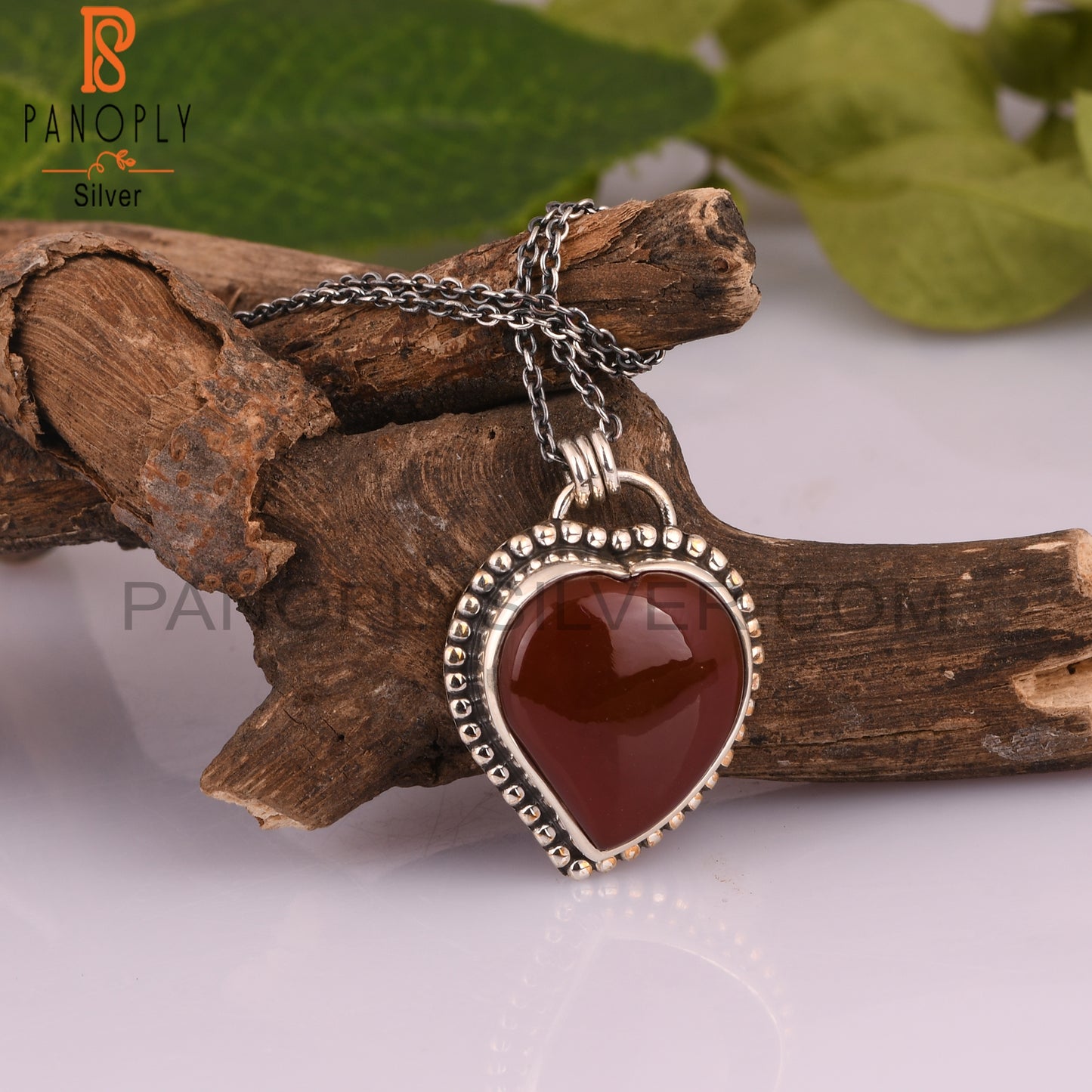 Red Onyx Heart 925 Sterling Silver Pendant