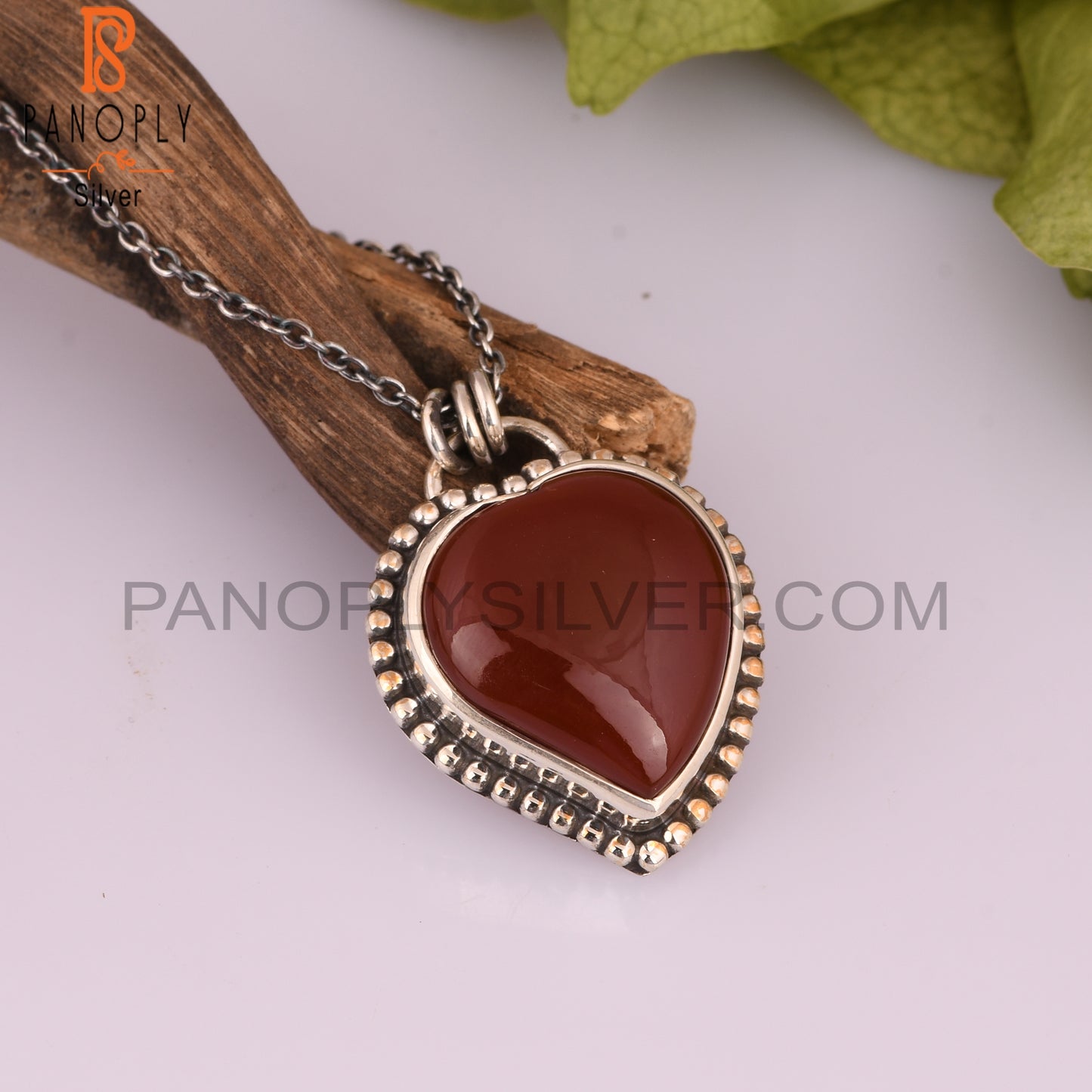 Red Onyx Heart 925 Sterling Silver Pendant