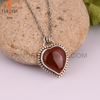 Red Onyx Heart 925 Sterling Silver Pendant