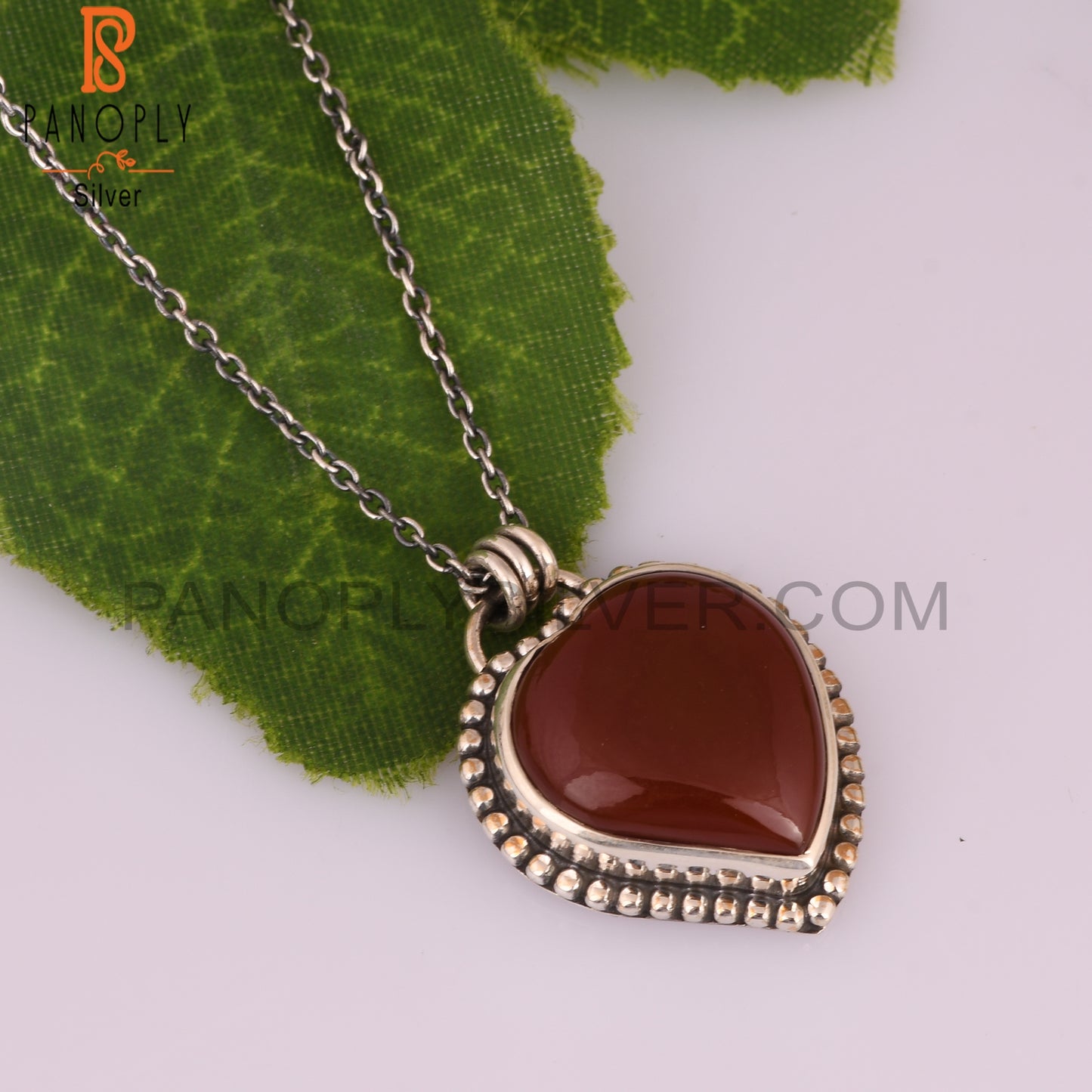 Red Onyx Heart 925 Sterling Silver Pendant