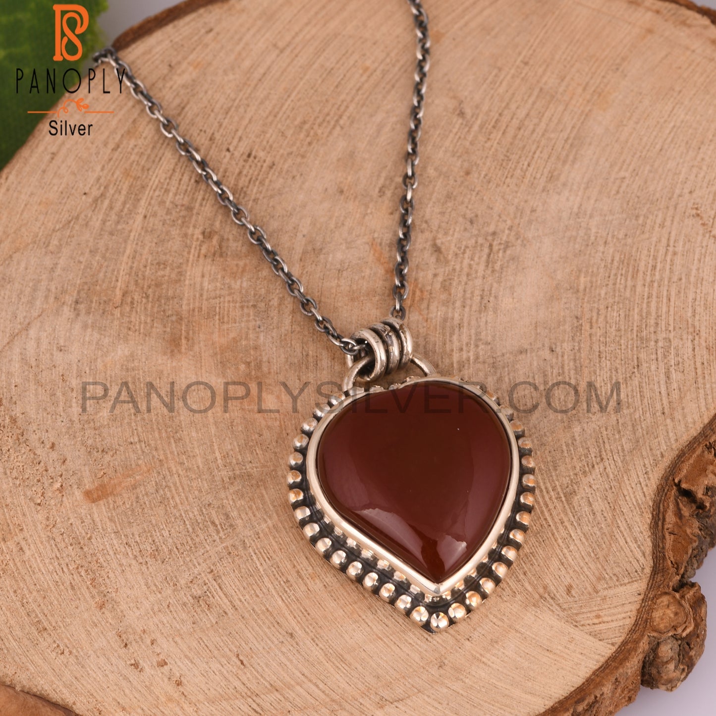 Red Onyx Heart 925 Sterling Silver Pendant