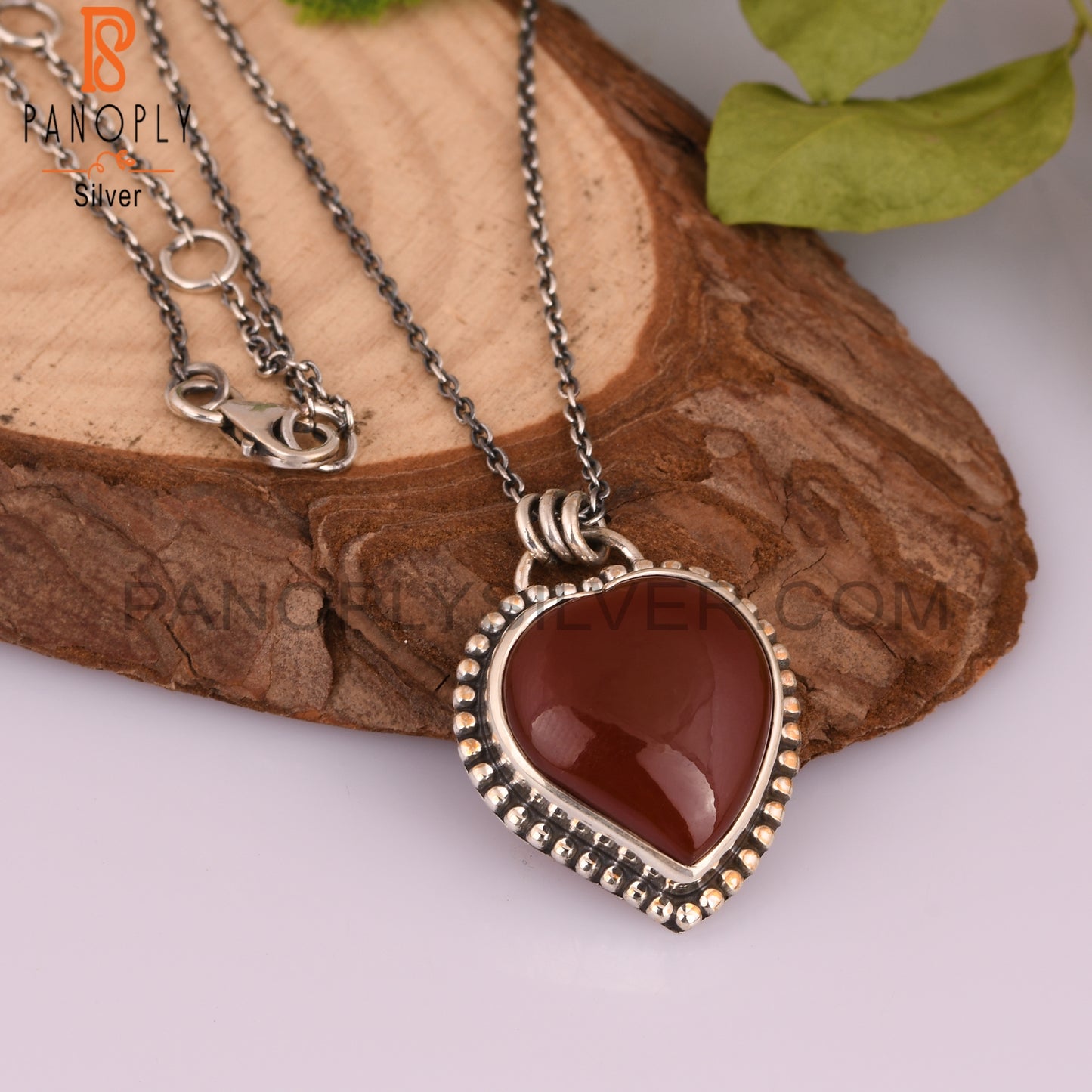 Red Onyx Heart 925 Sterling Silver Pendant