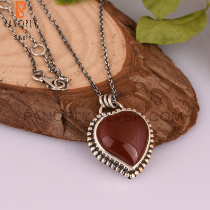 Red Onyx Heart 925 Sterling Silver Pendant