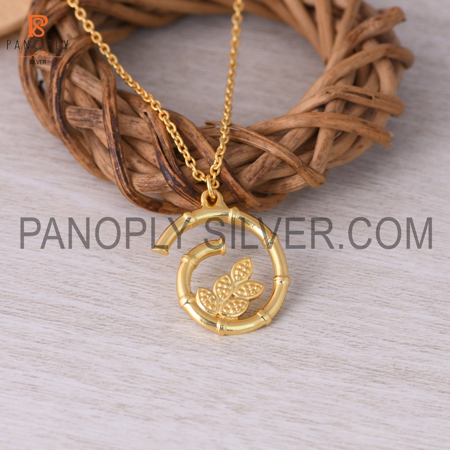 Long Chain Gold Plated Fancy Leaf Pendant