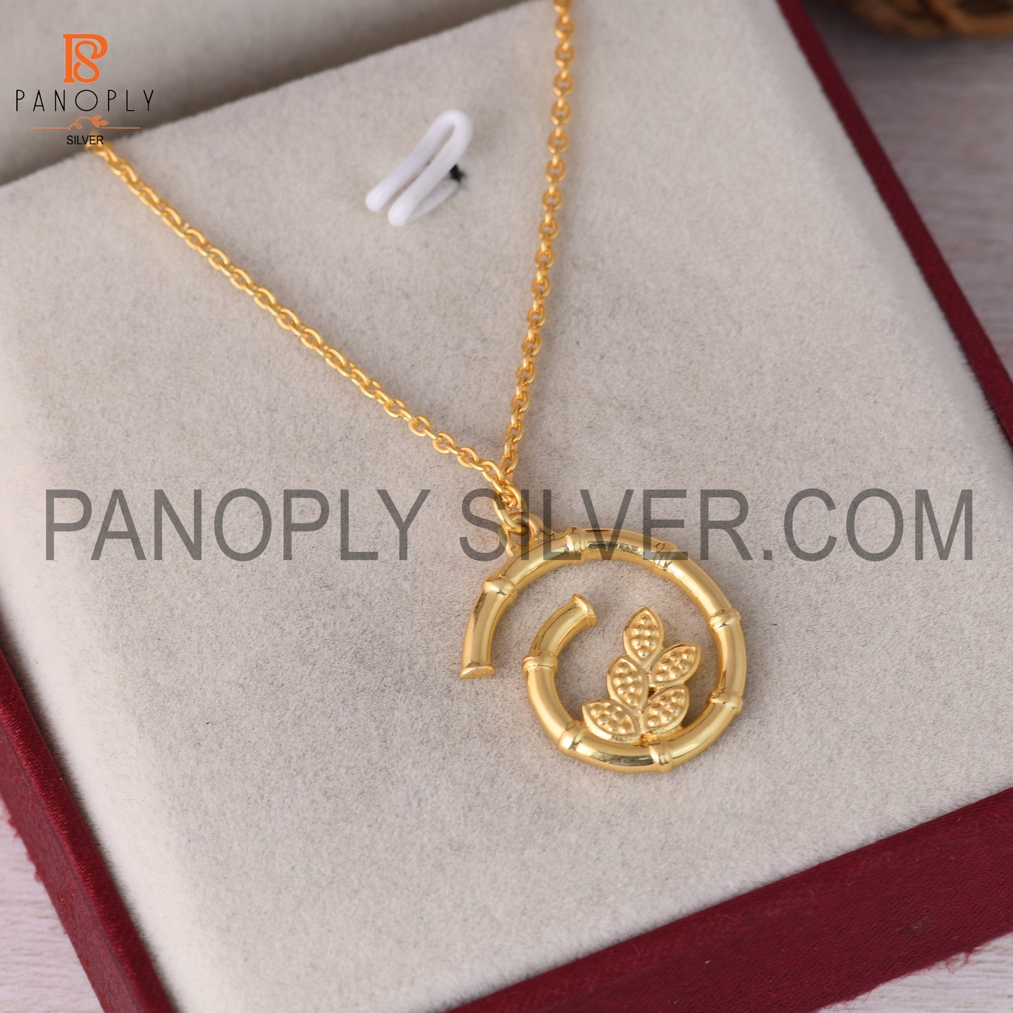 Long Chain Gold Plated Fancy Leaf Pendant