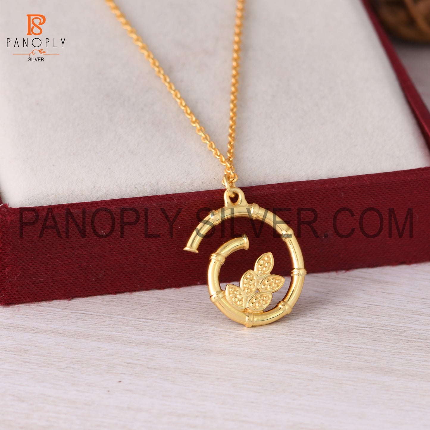 Long Chain Gold Plated Fancy Leaf Pendant