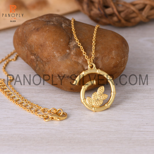 Long Chain Gold Plated Fancy Leaf Pendant