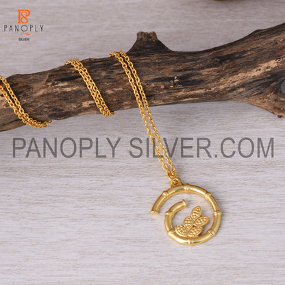 Long Chain Gold Plated Fancy Leaf Pendant