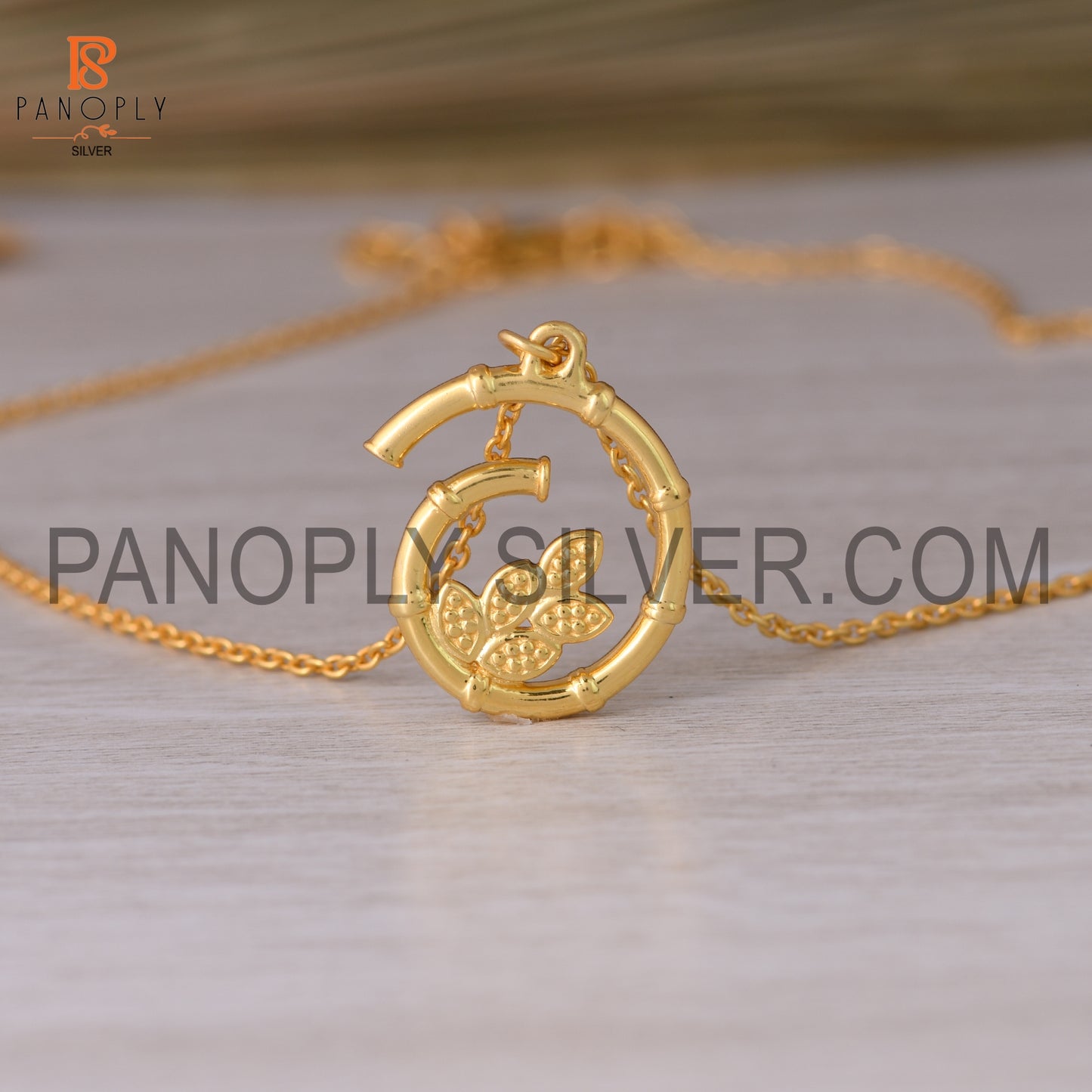 Long Chain Gold Plated Fancy Leaf Pendant