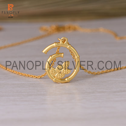 Long Chain Gold Plated Fancy Leaf Pendant