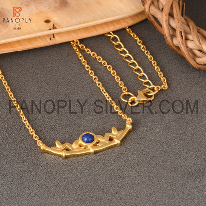 Lapis Branch Leaf Gold Plated Pendant and Necklace for Women