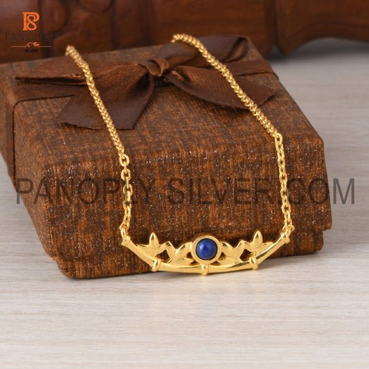 Lapis Branch Leaf Gold Plated Pendant and Necklace for Women