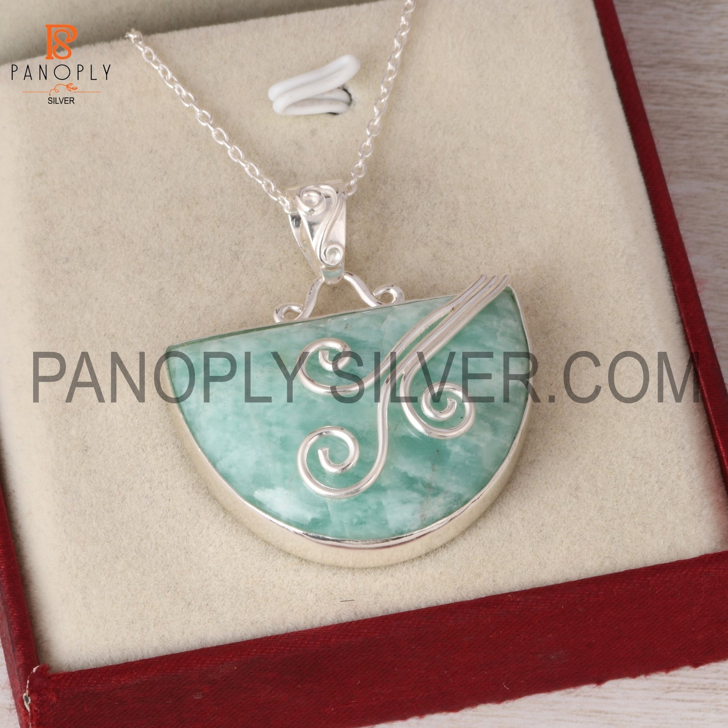 Wire Wrapped pendant Amazonite Gemstone Handmade Silver Wire