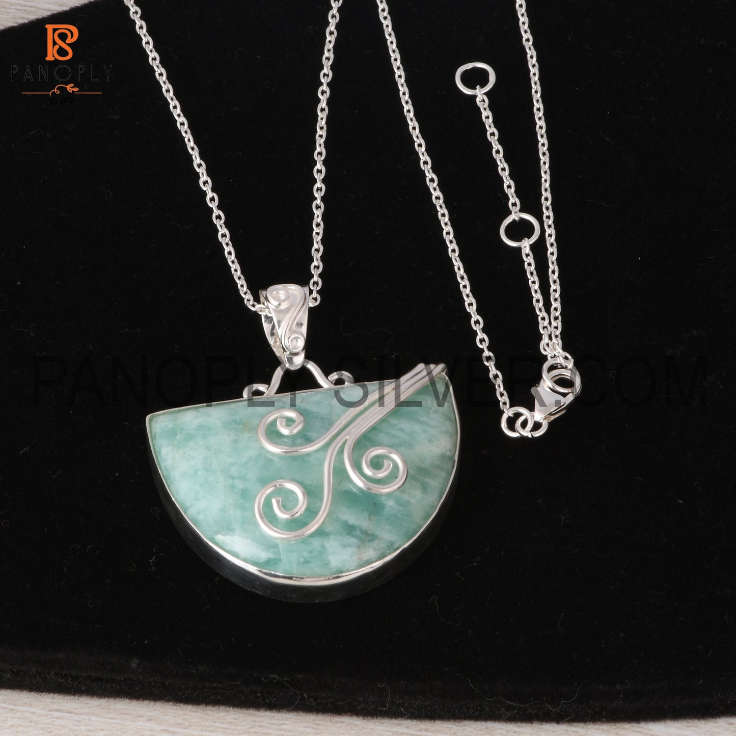 Wire Wrapped pendant Amazonite Gemstone Handmade Silver Wire