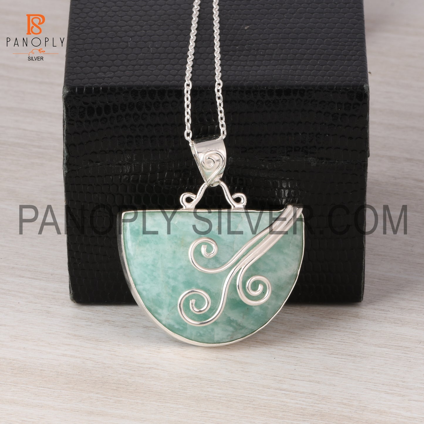Wire Wrapped pendant Amazonite Gemstone Handmade Silver Wire