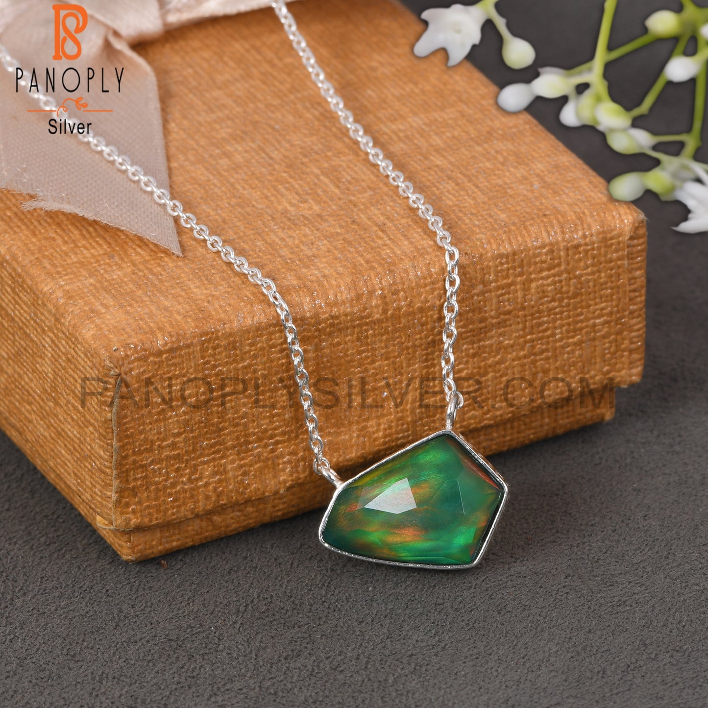 Aurora Opal Green 925 Sterling Silver Pendant