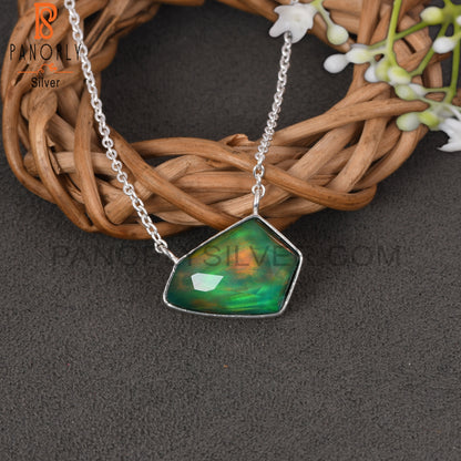 Aurora Opal Green 925 Sterling Silver Pendant