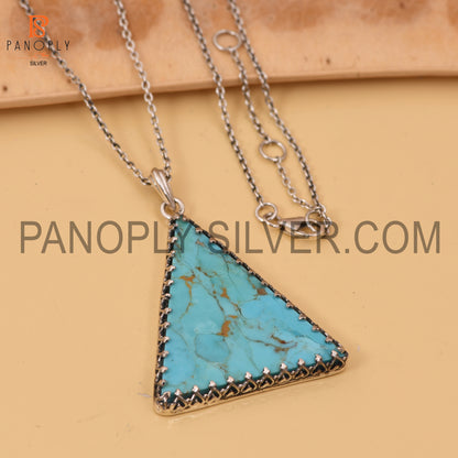 Turquoise Triangle Shape 925 Quality Pendants For Girls