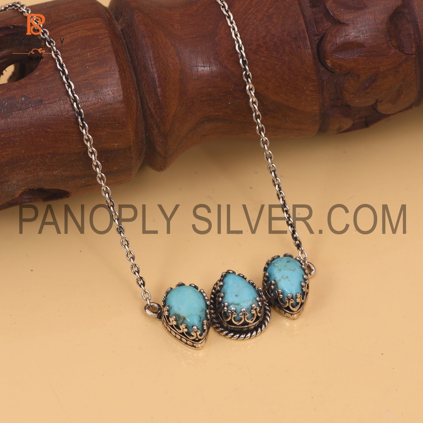 3 Turquoise Pear Shape 925 Sterling Silver Pendants