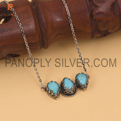3 Turquoise Pear Shape 925 Sterling Silver Pendants