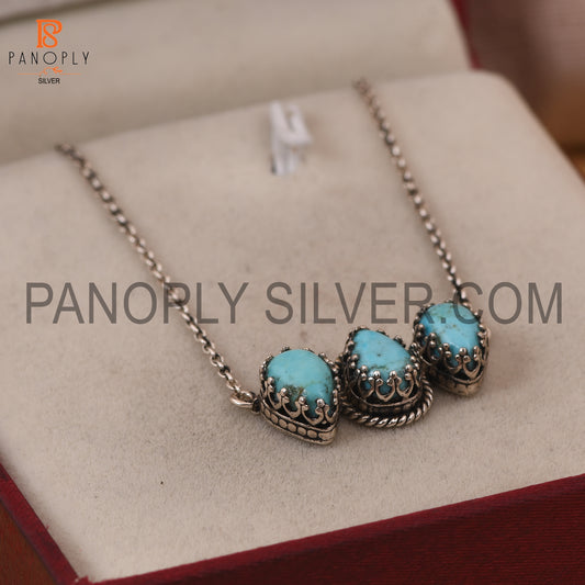 3 Turquoise Pear Shape 925 Sterling Silver Pendants