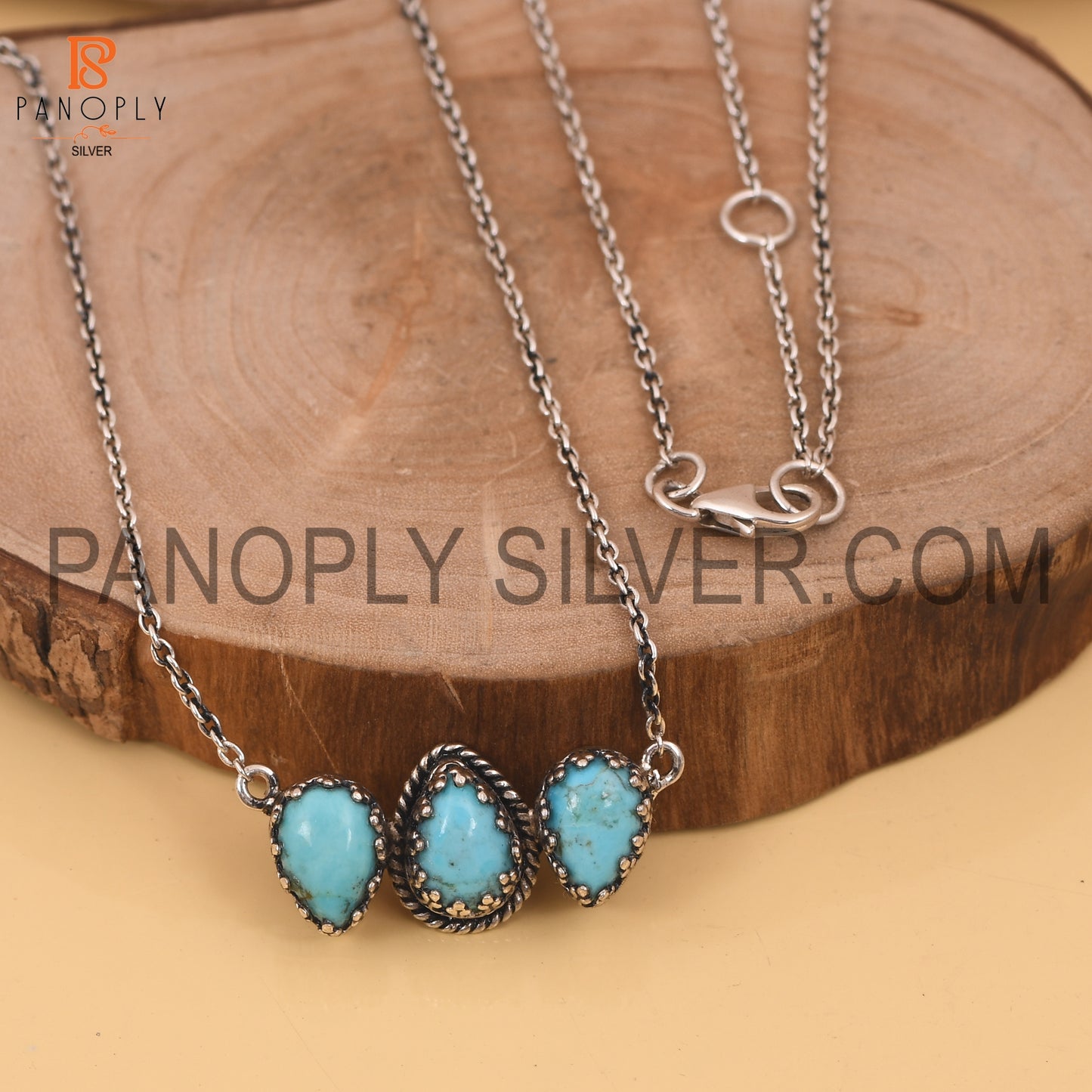 3 Turquoise Pear Shape 925 Sterling Silver Pendants